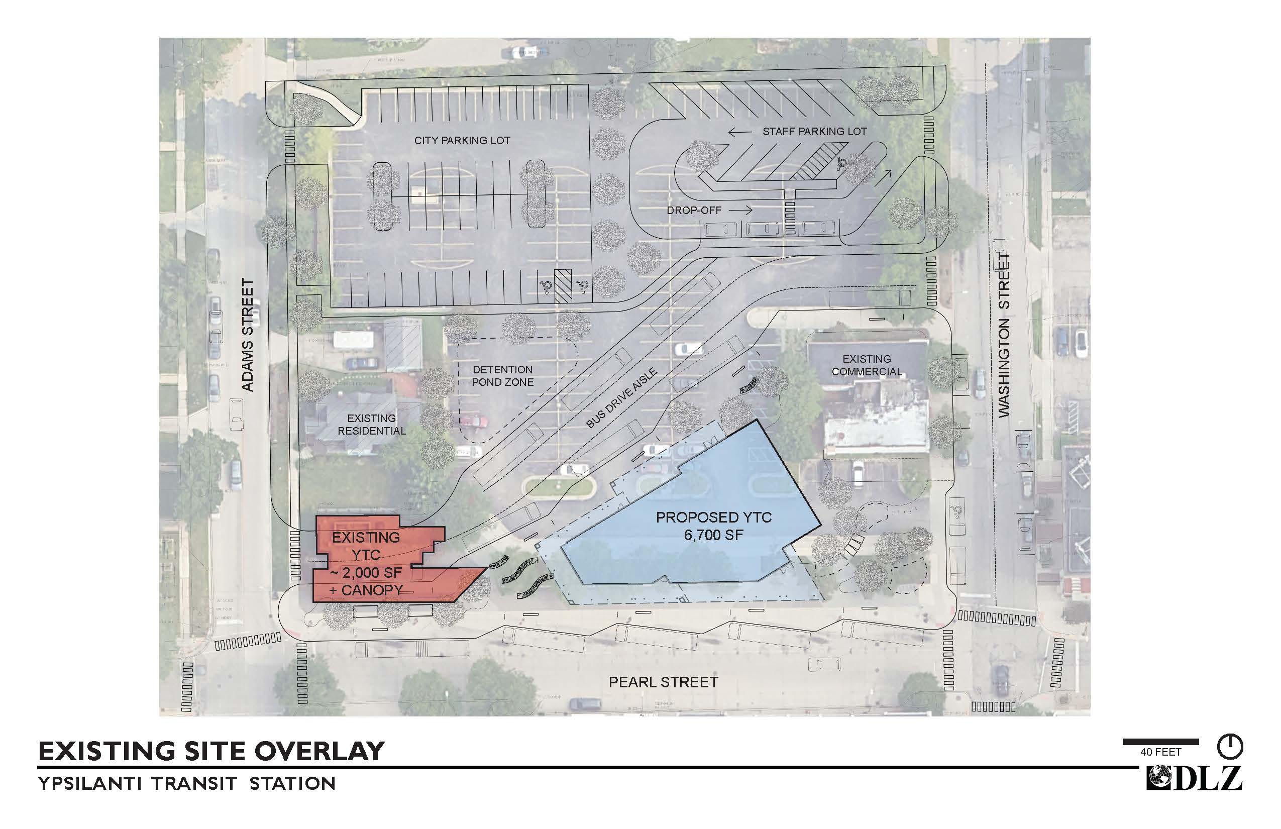 Existing Site Overlay - Ypsilanti transit station