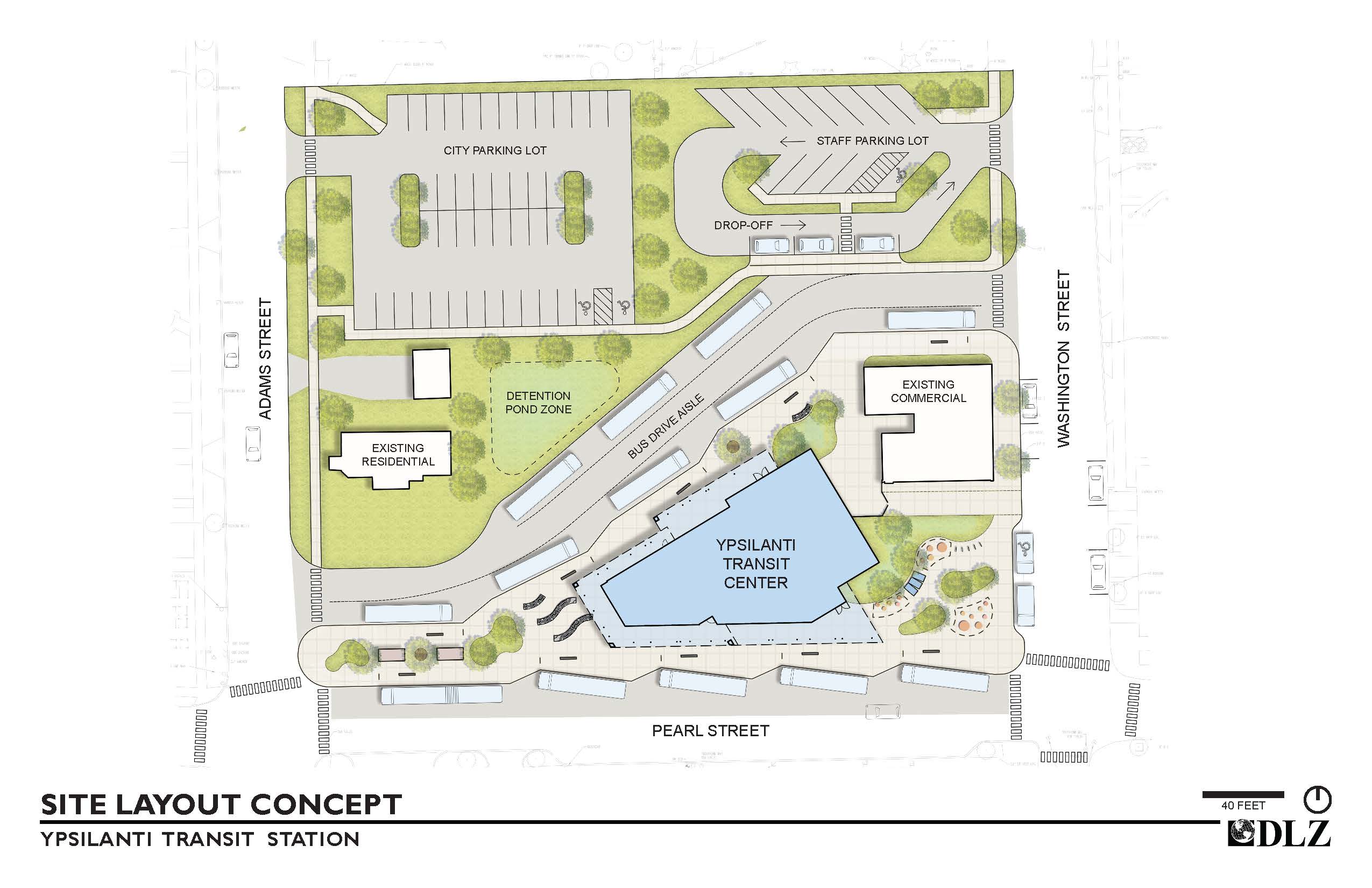 Site layout concept: Ypsilanti transit station